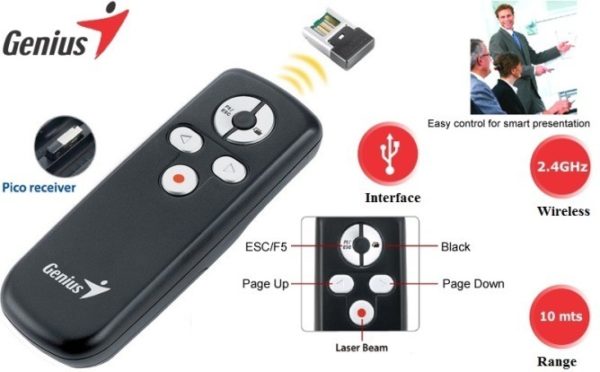 PUNTERO GENIUS LASER INALAMBRICO MEDIA POINTER100
