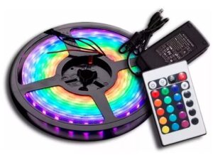TIRA LED 5M CON CONTROL REMOTO + TRANSFORMADOR