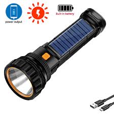 LINTERNA RECARGABLE SOLAR Y USB Y LUZ DE EMERGENCI