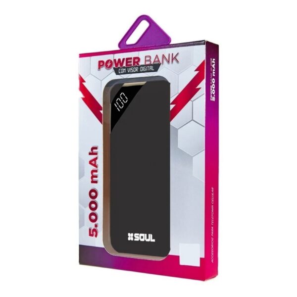 POWER BANK SOUL C/VISOR DIGITAL 5000 MAH NEGRO