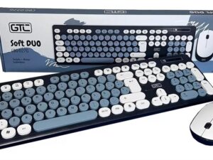 TECLADO Y MOUSE INALAMBRICO GTC CBG-027V SOFT DUO CELESTE Y NEGRO