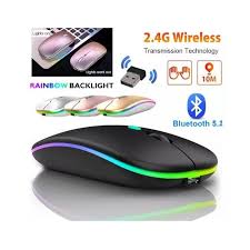 MOUSE WIRELESS DUAL USB Y BLUETOOTH RECARGABLE GRIS