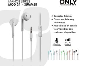 AURICULAR ONLY SUMMER MANOS LIBRES BLANCO CON CABLE MOD24