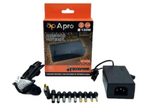 CARGADOR NOTEBOOK UNIVERSAL APRO 120W 12/24V AP-CAR50 SELECTOR DE VOLTAJE