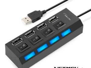 HUB ADAPTADOR USB 2.0 4 EN 1 C/SWICH Y LED NM-AC08 NETMAK