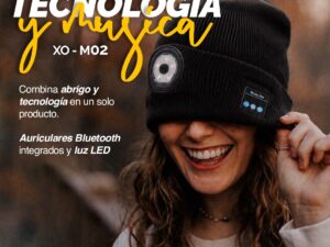 GORRO CON BLUETOOTH XO-M02 CON LUZ LED, RECARGABLE, LAVABLE